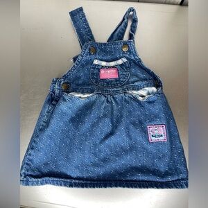 Vintage OshKosh Overall Bunny Dress Size 2T USA Union Made Blue Pink